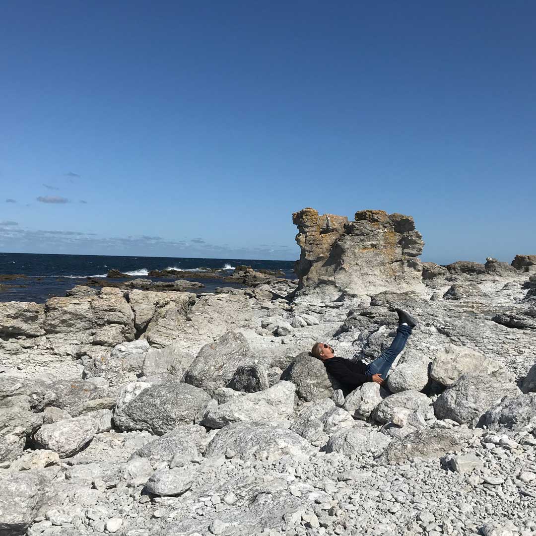 Inzoomad vinkelsittare på Fårö